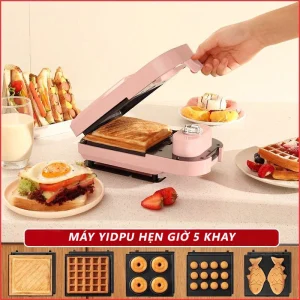 Máy Kẹp Bánh Mì Sandwich Torsom, Yidpu Cao Cấp – Hẹn Giờ, Đa Năng Làm Bánh Waffle